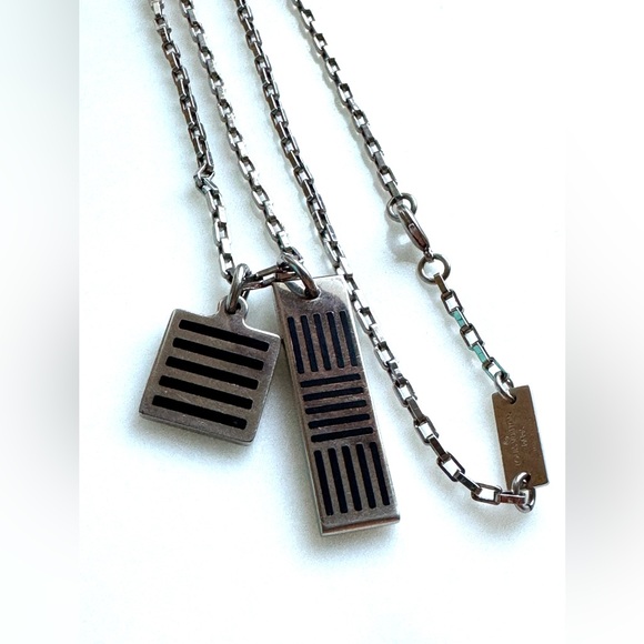 LOUIS VUITTON Damier Colors Dual Pendant Necklace Black M62490 - 22” Length - Picture 2 of 6